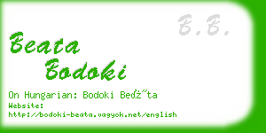 beata bodoki business card